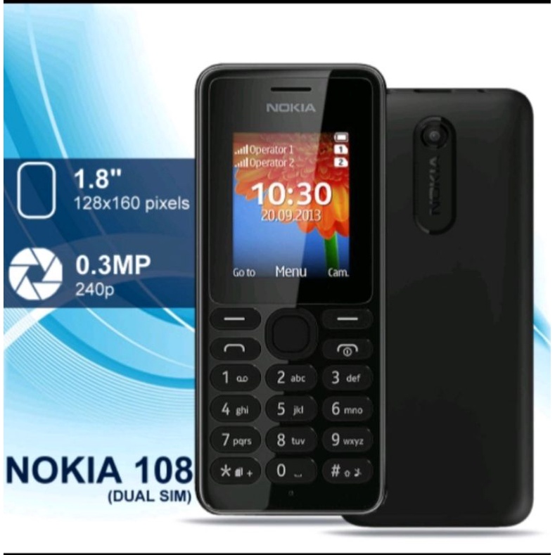 Nokia 108 HANDPHONE Nokia 108 Hp murah  Mobile Phone 2 SIMNokia Jadul Murah