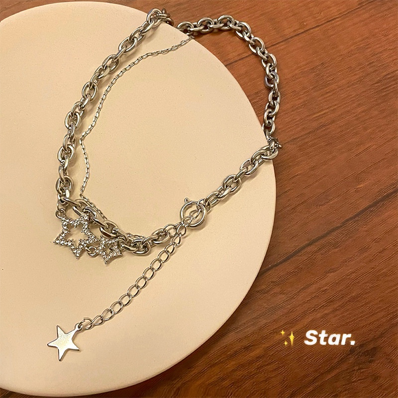 Irregular Star Pendant Necklace Double Necklace Hip Hop Clavicle Chain