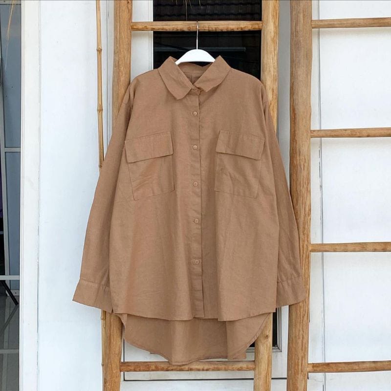 ALFAZZA - OVERSIZE - KEMEJA - TERBARU - Kemeja pocket oversize polos kemeja oversize pocket linen shirt polos kemeja linen kemeja linen oversize kemeja wanita kemeja linen