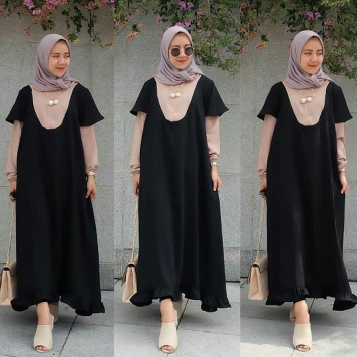 GAMIS SYARI ANNAJAH CAPUCCINO 900GR 110 140 ALLSIZE GAMIS SYARI BUSUI CADAR CREPE HQ POLOS MURAH I.
