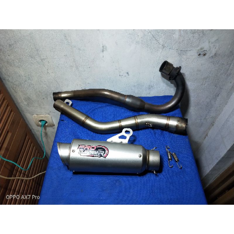 Knalpot proliner tipe tr1 short fullsystem for crf 150 kondisi barang 85% hampir tanpa minus kelengk