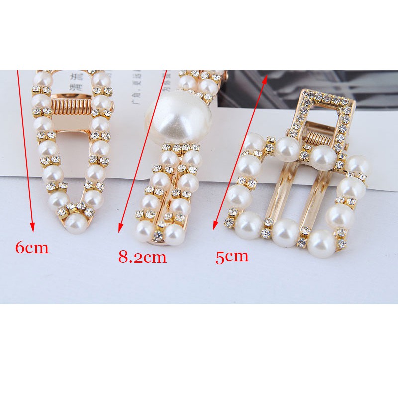 LRC Jepit Rambut Fashion Gold Metal-studded Pearl Hair Clip A57779