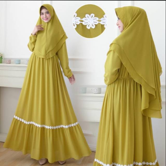 Khania syar'i,/gamis set syar'i/gamis seruty ORI/