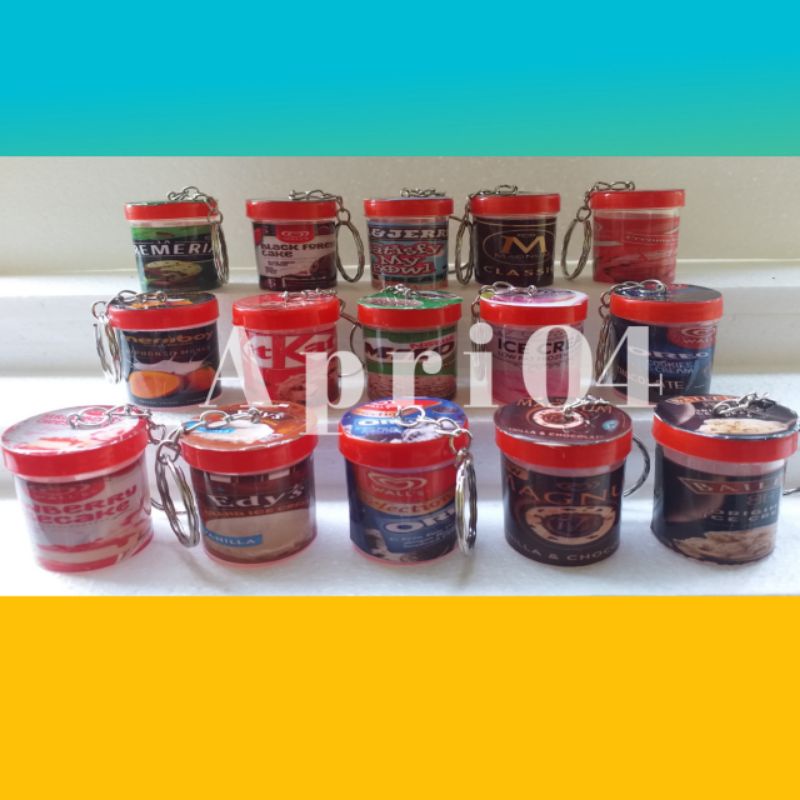 gantungan kunci souvenir miniatur es krim cup