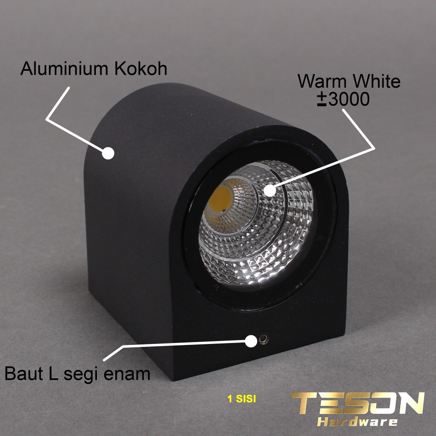 Lampu Dinding Outdoor A Bulat 1 Arah Taman Minimalis LED Waterproof Teson Homeliving