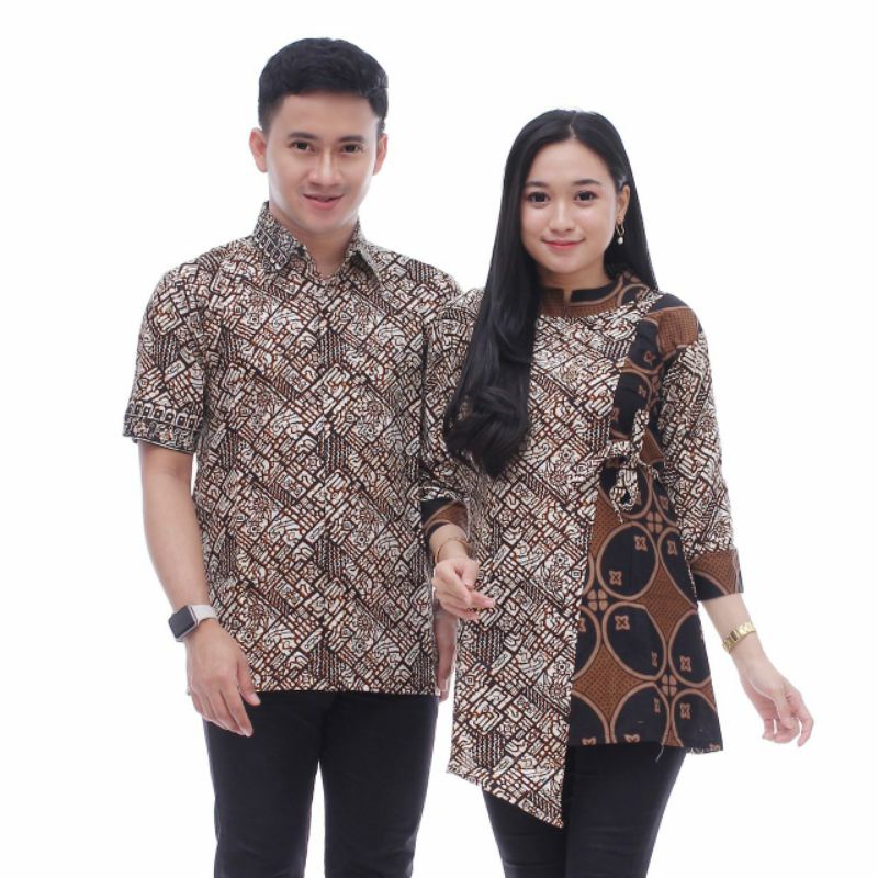 Batik wanita ASJ SA HRB026 Kenongo Kemeja Tosca Pendek Batik Fashion Baju Wanita - COUPLE PRIAWANITA