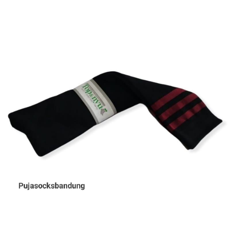 Overknee Socks Garis Strip 3 Sepaha Bahan Tebal Overknee Polos Kaos Kaki Wanita Kaos Kaki Panjang Korean Style Overknee Panjang-8