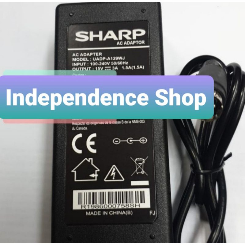 Adaptor untuk tv sharp UADP-A129WJ UADP-A118WJ 15V 3A New LC 24DC50M LC 24DC30M