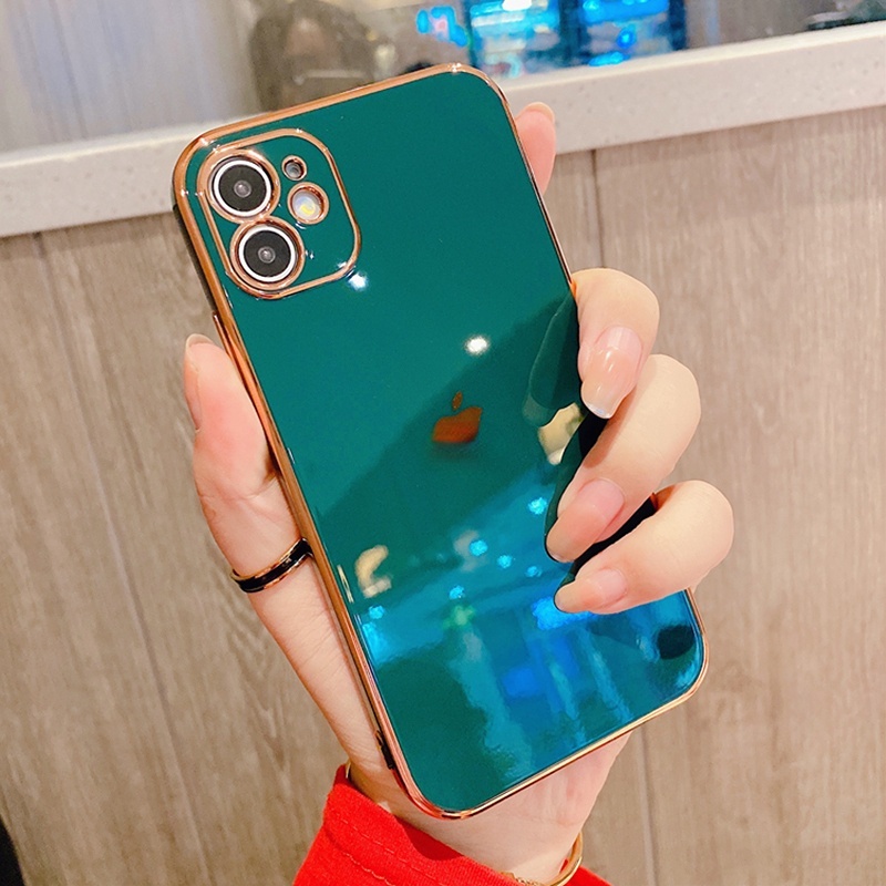 Soft Case Silikon Plating 6D Frame Kotak Untuk iPhone 11 12 Pro Max XR X XS 7 8 Plus SE 2020