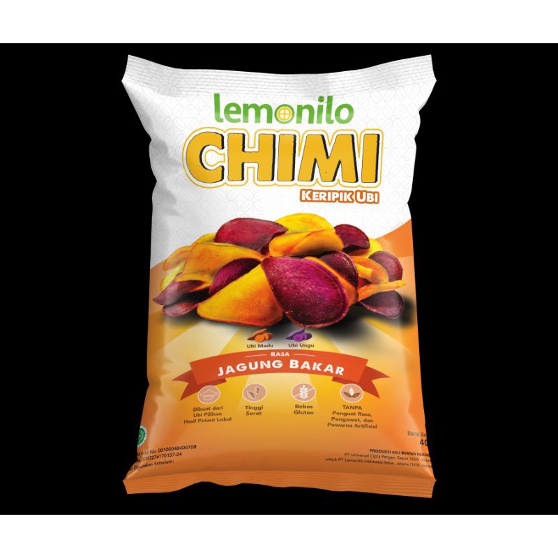LEMONILO CHIMI KERIPIK UBI RASA JAGUNG BAKAR CEMILAN SEHAT GLUTEN FREE