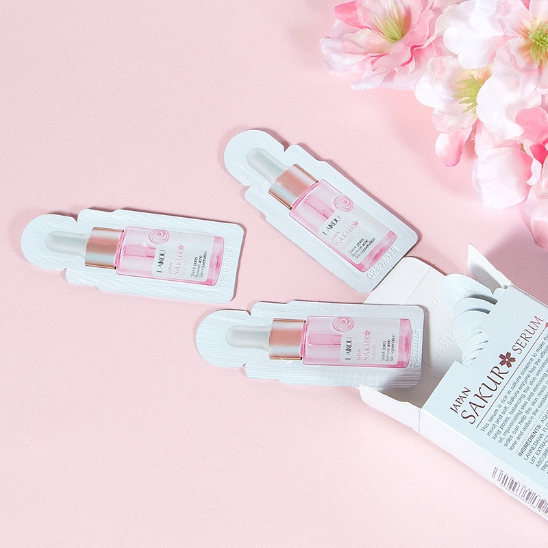 LAIKOU Sakura Brightening Serum Melembutkan Kerut Esensi Bunga Sakura Meremajakan Kulit 5pcs