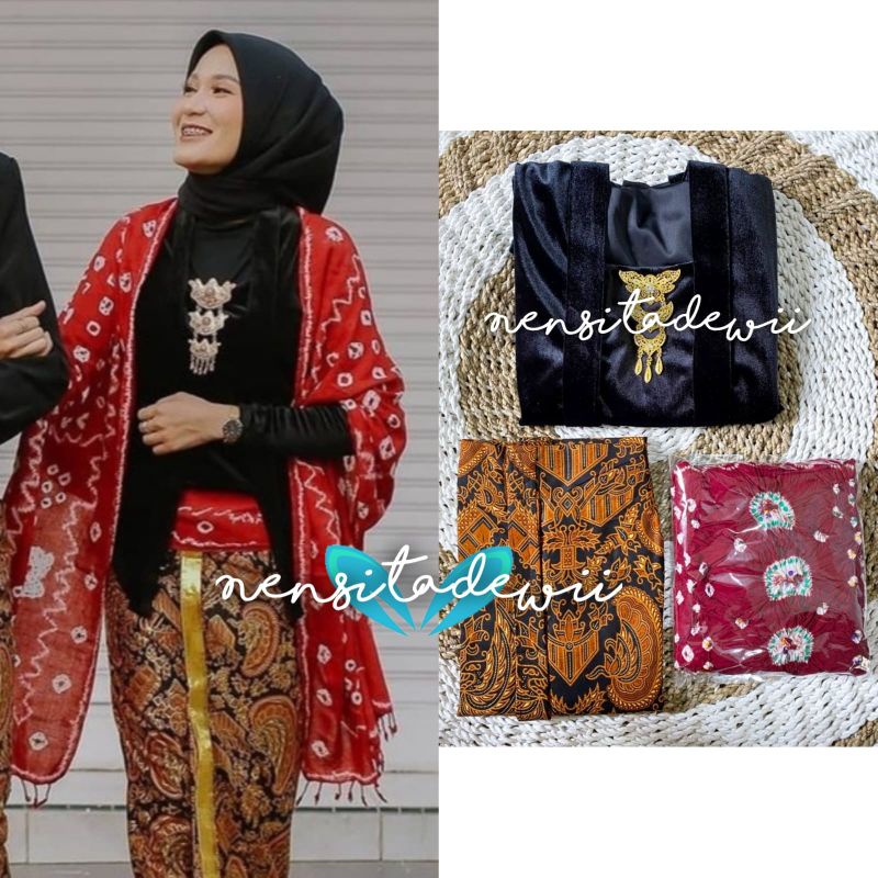 [1 SET] Kebaya, Jarik Instan + Selendang / Motif Semenromo #P05