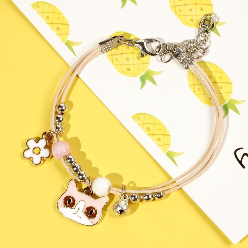 Carley Gelang Kartun Banyak Varias couple Daisy etnik bead Tali persahabatan Braided Bracelet/Friendship Adjustable Fashion Aksesoris bangle bagus model korea terbaru lucu imut cantik cocok untuk hadiah bentuk buah binatangi [A3-2]-Cat