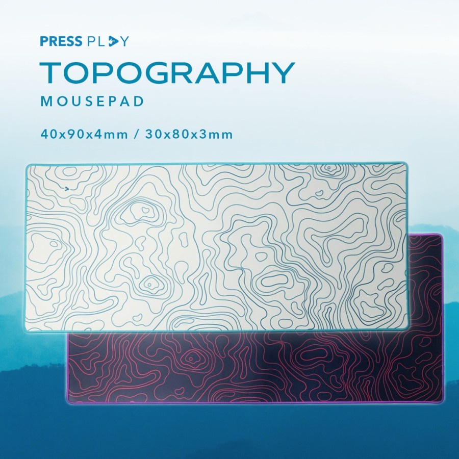 Press Play Topography Deskmat Cloth Gaming Mousepad