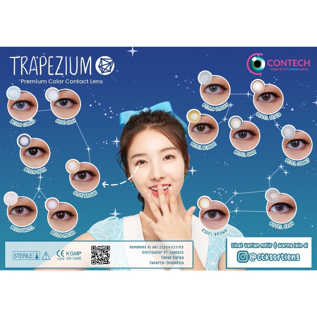 Softlens Trapezium NORMAL &amp; Minus -0.50 s/d -6.00 Free Lenscase -KASIMURA/