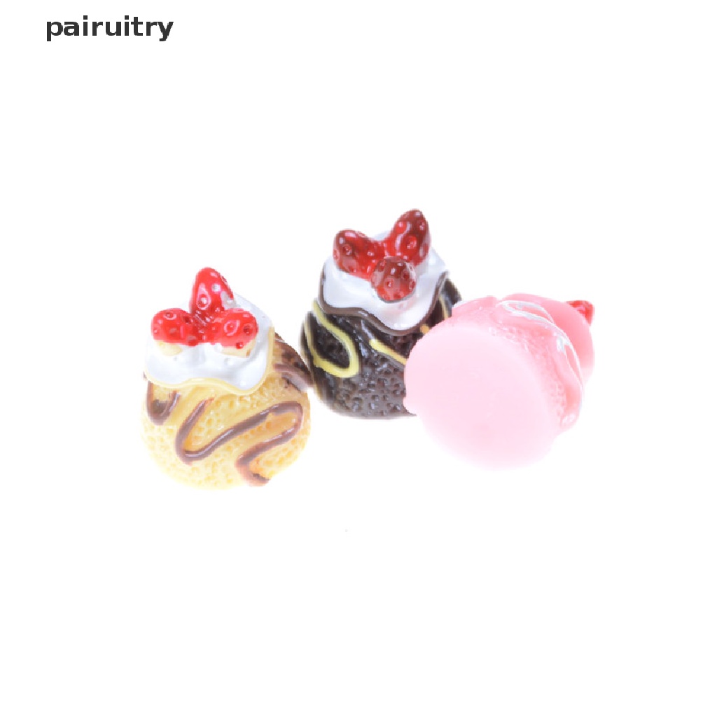 Prt 5pcs Miniatur Kue Dessert 3D Bahan Resin Untuk Aksesoris Rumah Boneka PRT