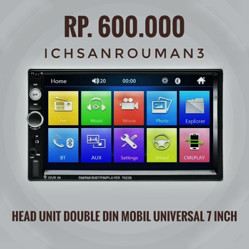 head unit double din tape tip tv dobeldin doubel din mobil 7 inch murah