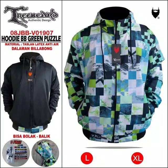 Jaket Pria / Waniya Taslan Hoodie bolak balik TREEBEARD