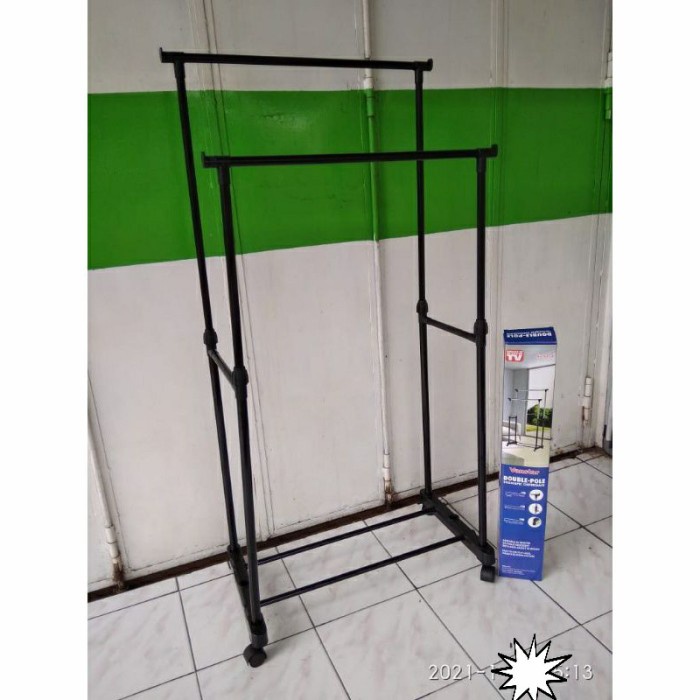 Gantungan Baju Stand Hanger Double Pole Gantung Rak Baju 2 Sisi CH97