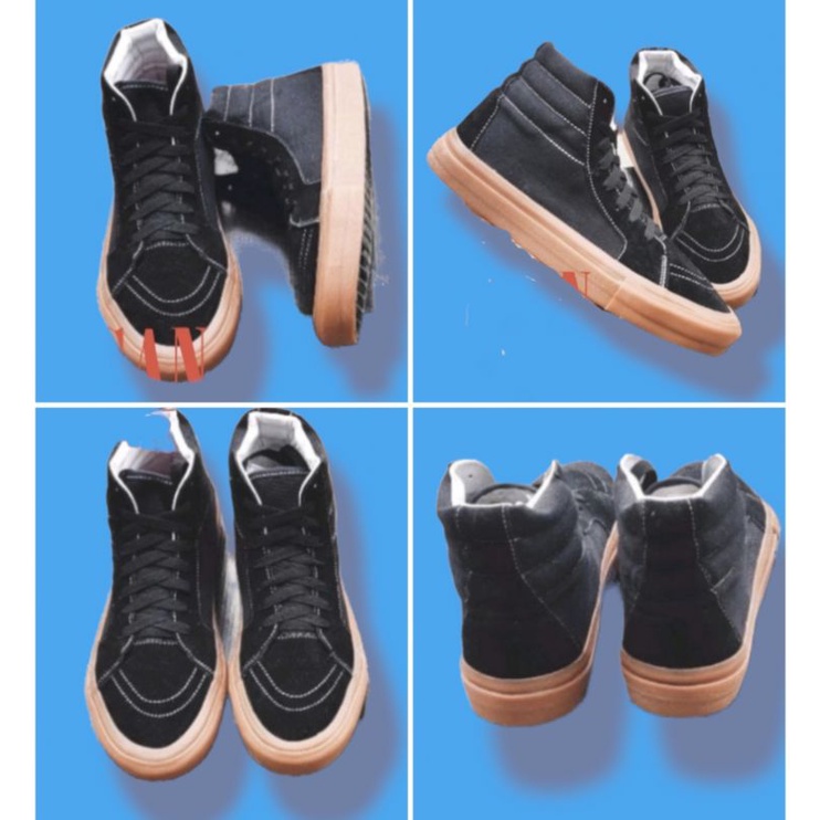 SEPATU LOKAL NOBRAND 36-44 POLOS SK8 HIGH BLACK GUM VULCANIS PREMIUM