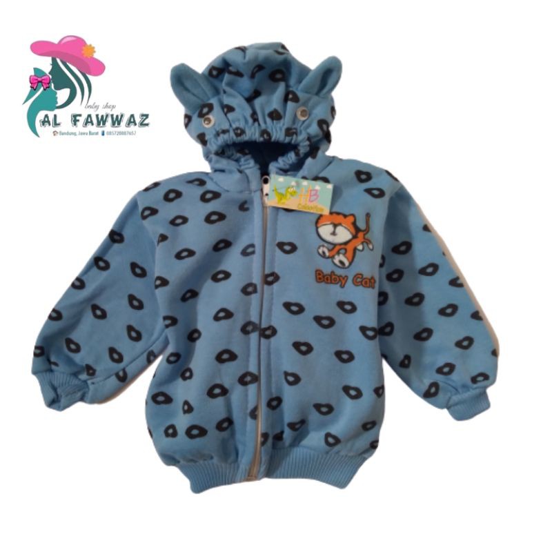 Jaket bayi motif baby cat-Biru