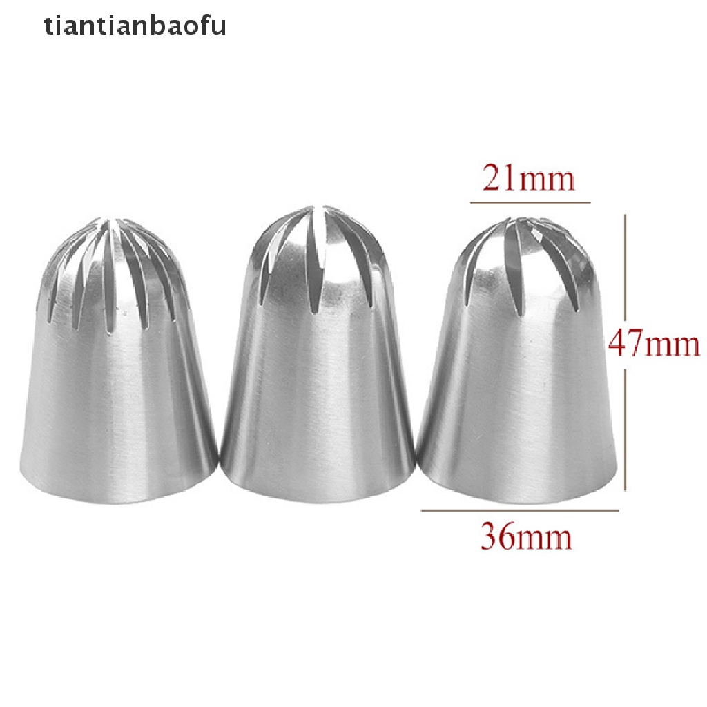 3 Pcs / Set Nozzle Icing Piping Krim Ukuran Besar Gaya Rusia Untuk Dessert Pastry