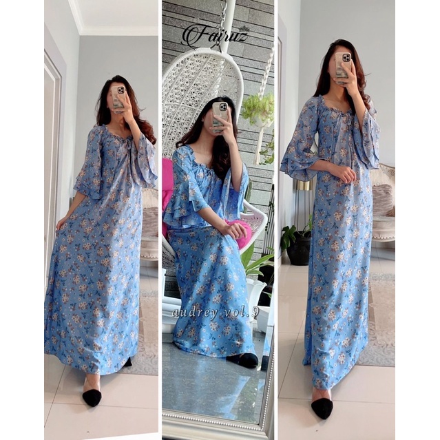 Daster arab FAIRUZ AUDREY Homedress Rayon Homewear Original Label-FAY: BLUE VOL.9