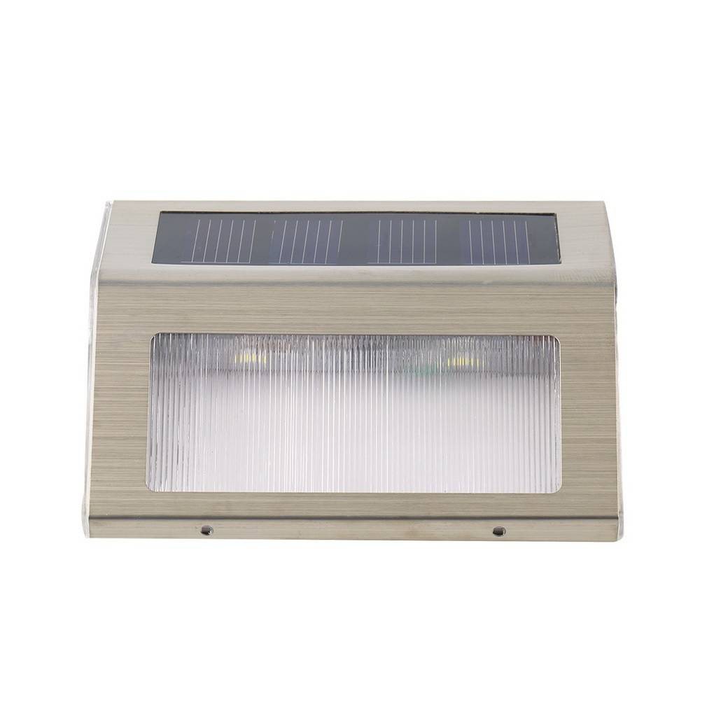 Lampu dinding 2 led stainless model baru solar power untuk dinding tembok tangga white / warm white