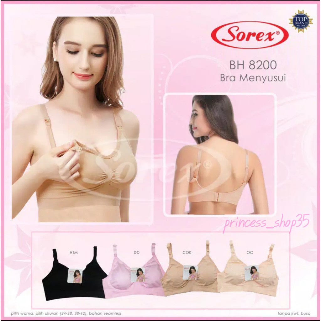 Sorex Bra Menyusui Tanpa Kawat Nursing Bra Kait 3 Setara Cup B Busa Sedang Art 8200