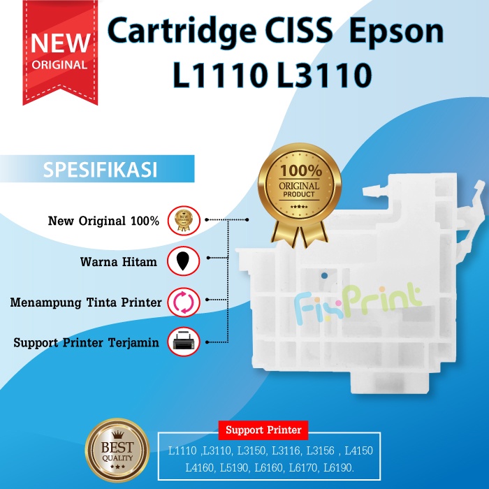 Cartridge Tinta Damper CISS Printer Epson L1110 L1210 L1250 L1256 L3100 L3110 L3116 L3210 L3216 L3150 L3156 L3250 L3256 L5190 L5290 L5296 Black / Color Dumper