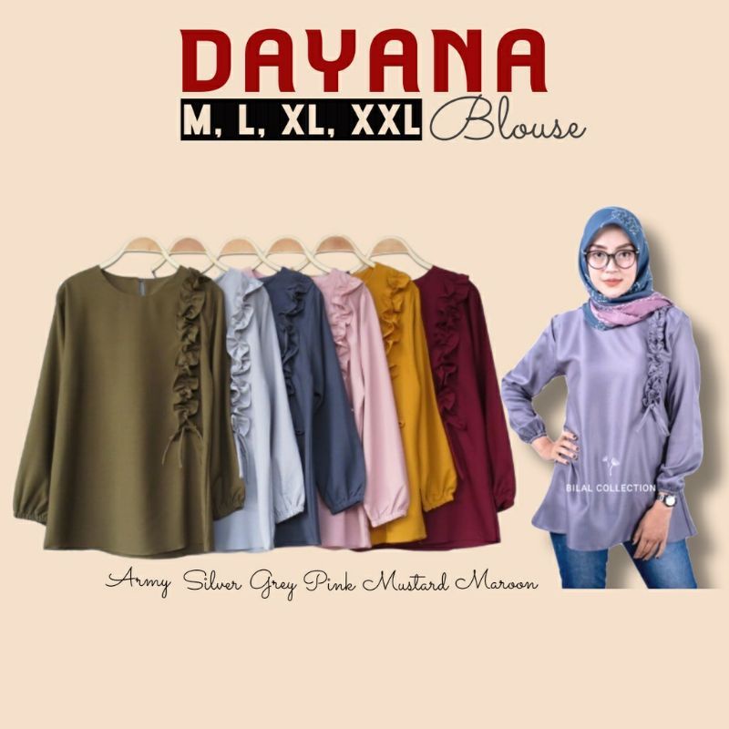 ATASAN DAYANA /ATASAN WANITA CEWEK / BAJU PESTA / ATASAN SIMPEL /ATASAN POLOS /ATASAN BLOUSE/ATASAN LENGAN PANJANG/ATASAN LENGAN PANJANG FASHION MUSLIM / ATASAN LENGAN PANJANG JUMBO-1