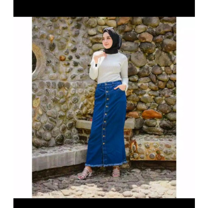 ROK BUTTON SKIRT JEANS WANITA ROK KANCING JINS DENIM PREMIUM ROK JEANS MURAH