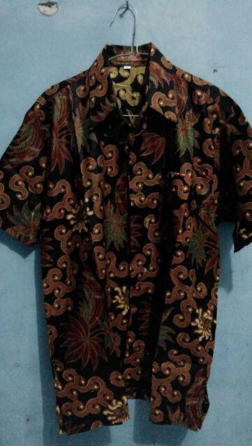 Kemeja Batik Pria Modern Motif Ulat Sogan Sragam M L Xl