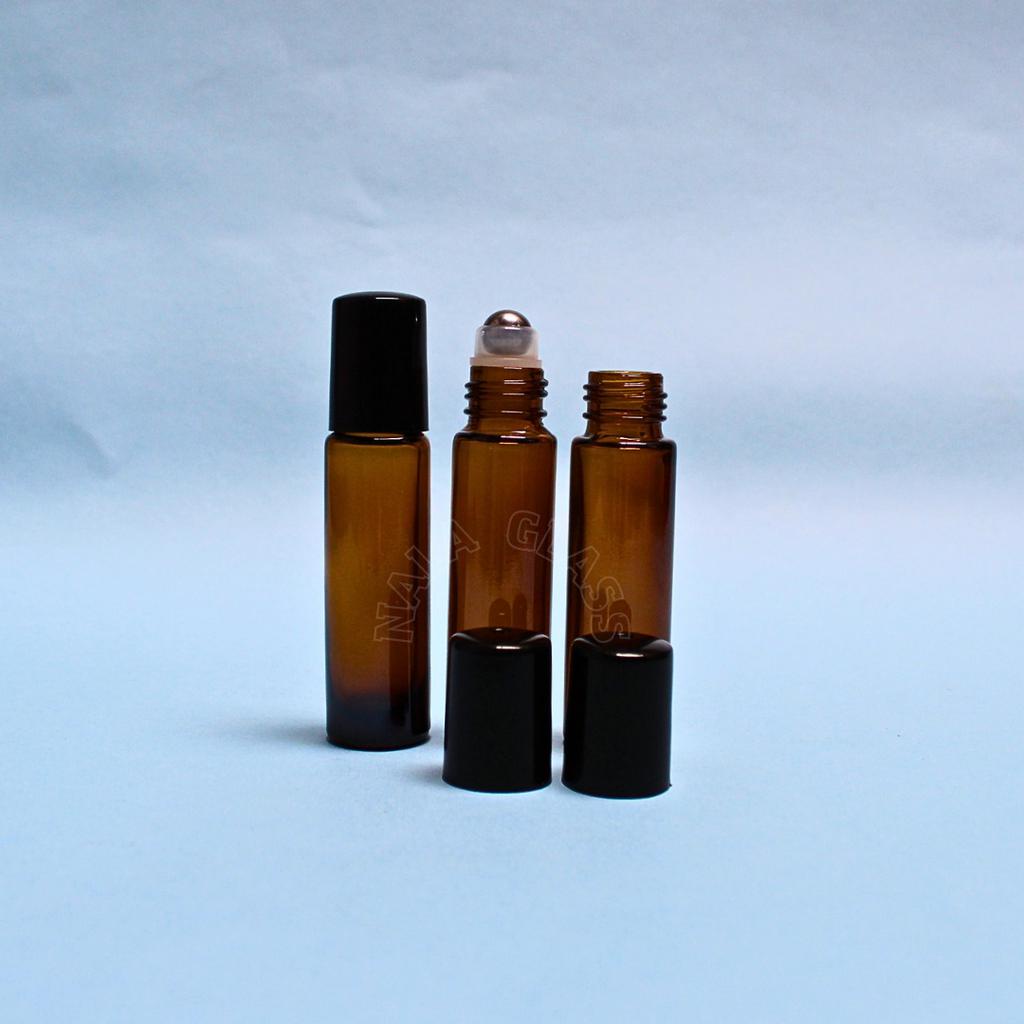 botol roll on 10ml kaca amber / coklat untuk essential oil