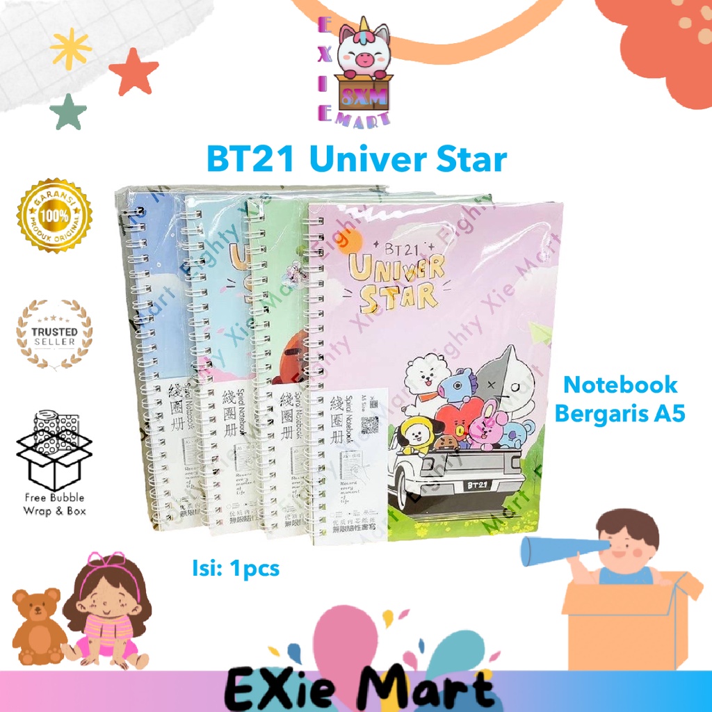 NOTEBOOK A5 BERGARIS - BUKU TULIS BERGARIS - NOTEBOOK BERGARIS SIZE A5 KARAKTER LUCU