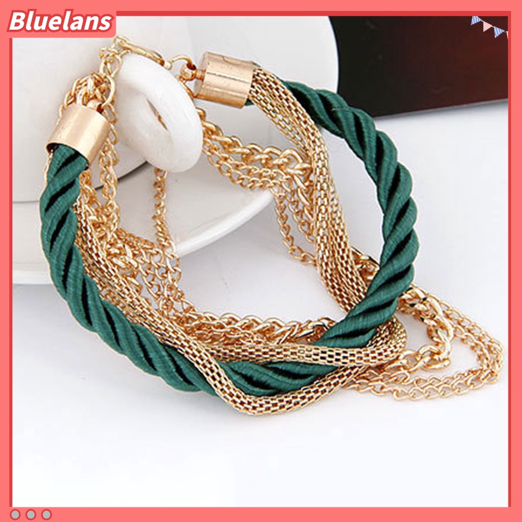 Gelang Rantai Multilayer Adjustable Bahan Alloy Metal Untuk Wanita