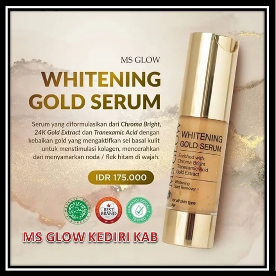 MSGLOW GOLD SERUM / SERUM GOLD MS GLOW / SERUM PENGHILANG FLEK / SERUM MENCERAHKAN BEST PRODUK / SER