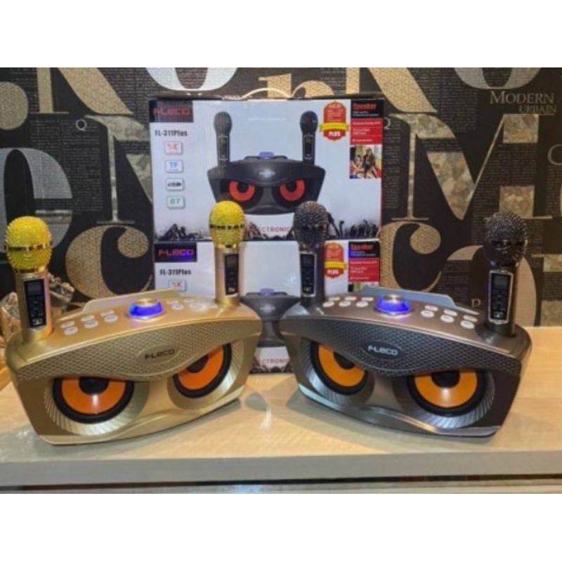 SPEAKER BLUETOOTH KARAOKE  FLECO FL311PLUS/MIC WIRELESS SPEAKER PORTABLE MICROFON DUA SMULE KTV USB