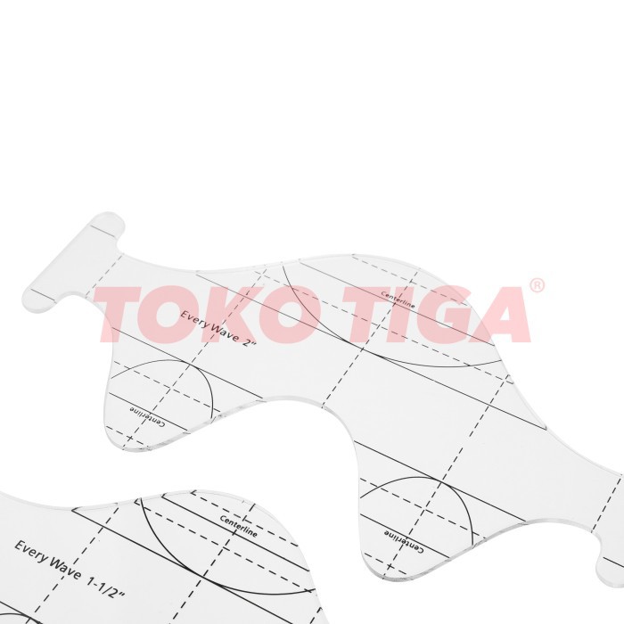 Penggaris / Quilting Template Model Wave Gelombang Isi 3 Pcs (QTSKEW3)