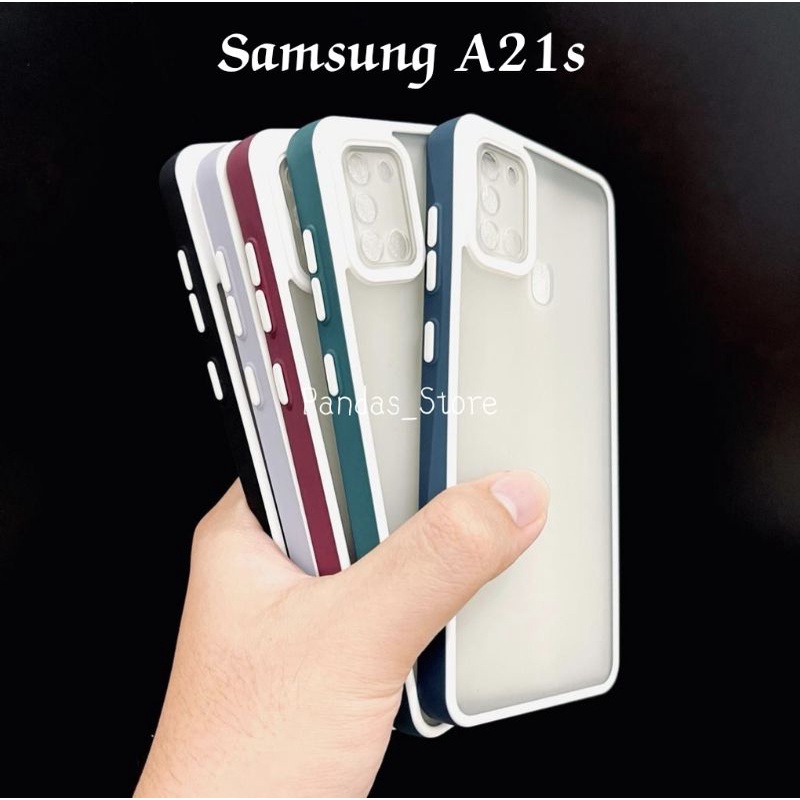 Pro Hybird Samsung A21s Softcase Halus dan Elegan / Pinggiran Garis Putih Keren (Pandas)