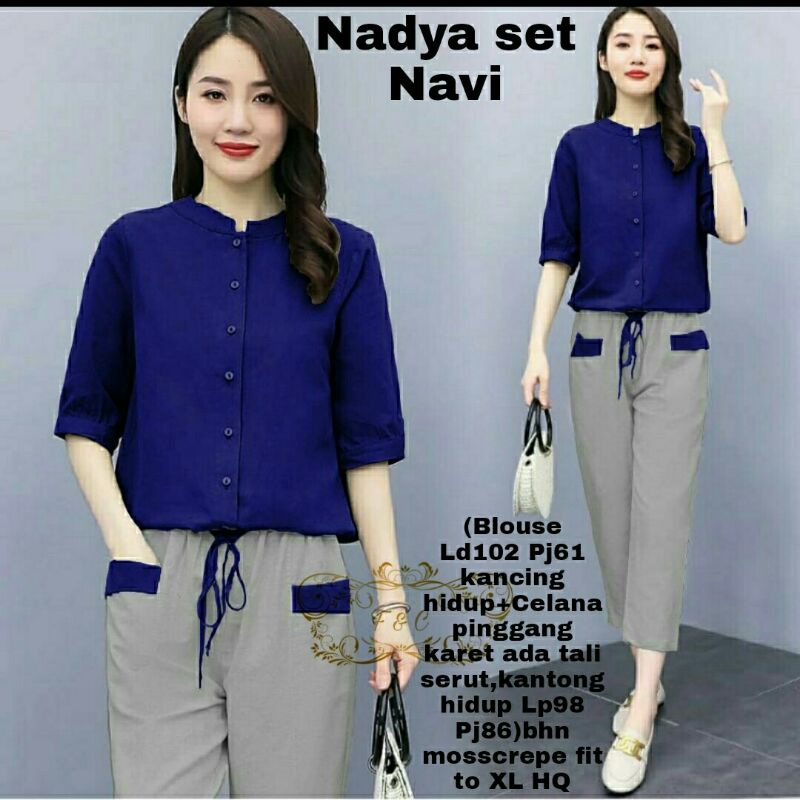 ST Set Stelan Atasan Celana Moscrepe Nadya