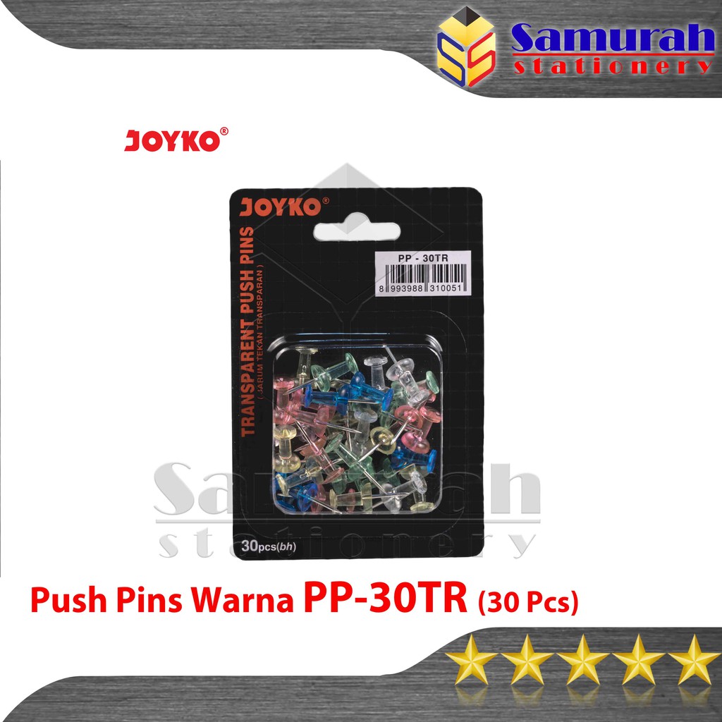 

Push Pins Warna Joyko PP-30 / Clip PP 30 TR Transparant / Dop / Paku Mading Styrofoam / Jarum Tekan