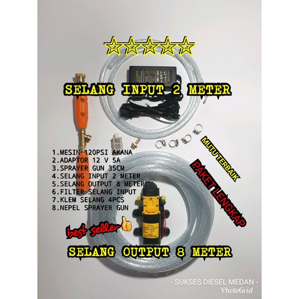 dinamo sprayer pompa air dc sistem otomatis 12V alat cuci motor mobil power sprayer mini steam jet