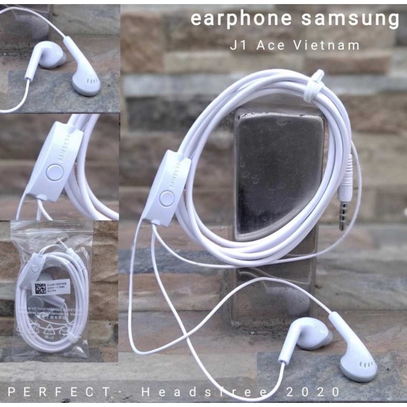 PROMO HANDSFREE SAMSUNG J1 ACE VIETNAM C550 EARPHONE ORIGINAL KABEL TEBAL SUARA BAGUS