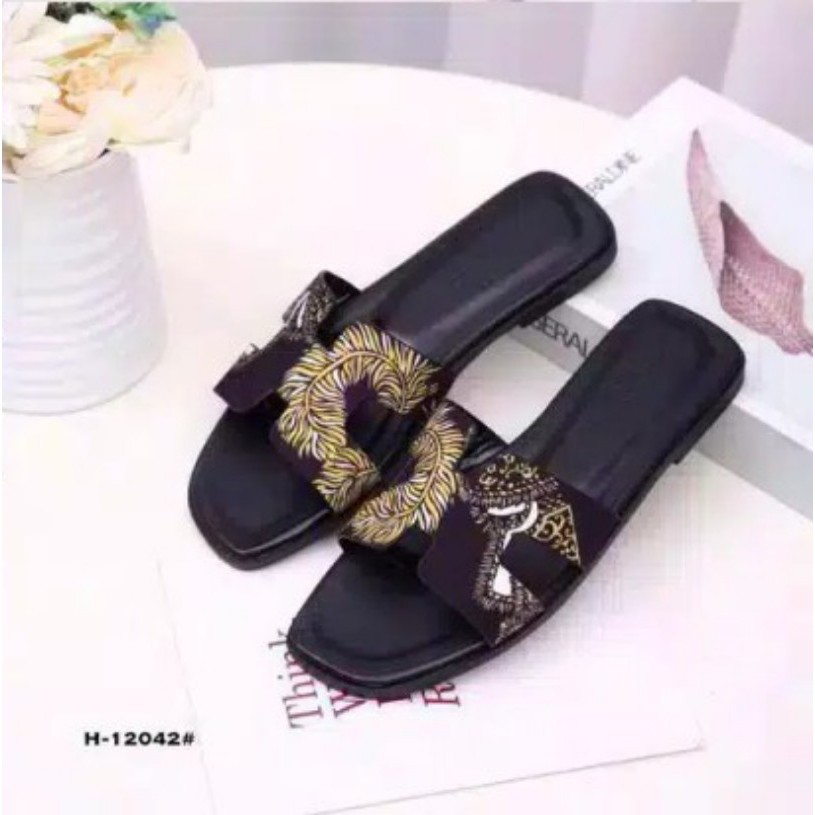 Sandal Selop Teplek Wanita Full Print