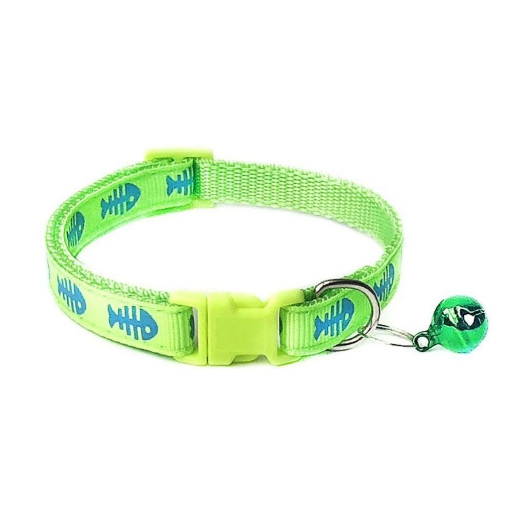 Pet collar Kalung kucing kalung anjing kelinci motif tulang ikan lonceng tali kucing lucu FEFARM