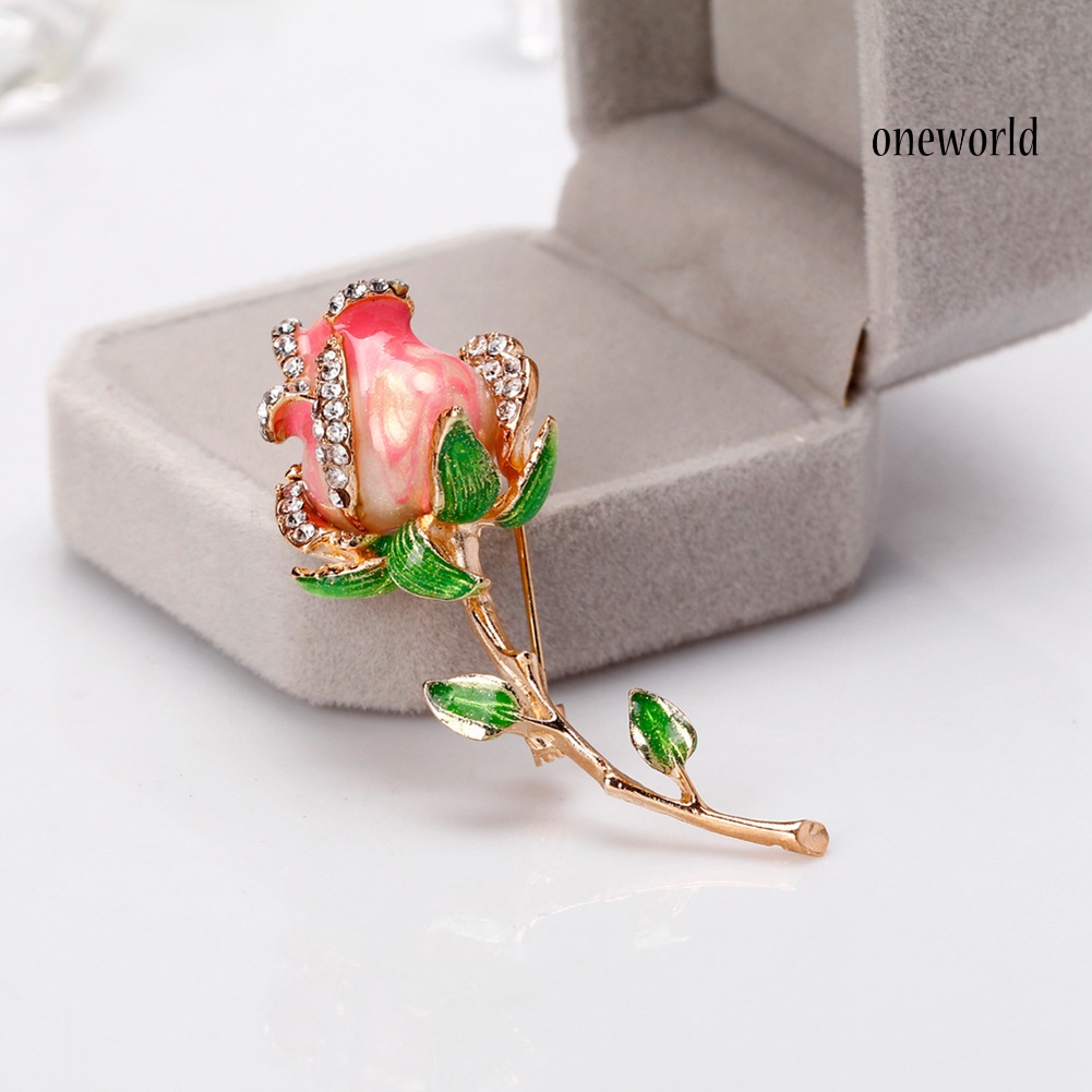 OW@ Fashion Women Rhinestone Inlaid Flower Brooch Pin Clothes Decor Jewelry Gifts