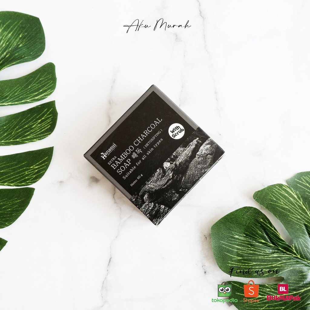 Sabun Bamboo Charcoal Hanasui Soap Arang Bambu Pembersih Wajah Badan Sabun Scrub Hitam Pemutih 60 Gram 9