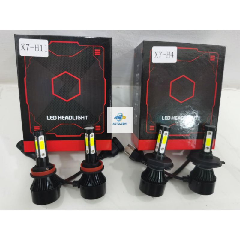 Lampu LED Utama Depan Mobil 4 Sisi X7 H4 Dan H11 H7 Lampu Mobil COB Super Bright harga 1 Pasang