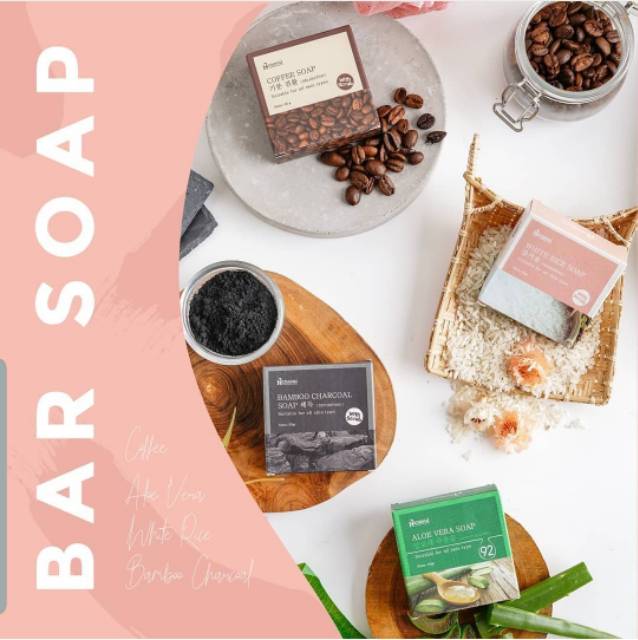 Hanasui Body Bar Soap | Coffee Soap | White Rice | Bamboo Charcoal | Aloe Vera 60g
